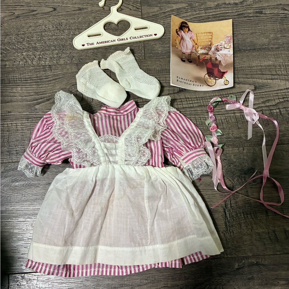 American girl pleasant company Samantha parkington lacy pinafore birthday dress
